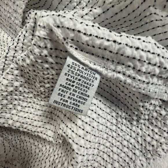 Habitat Womens Textured Button-Up Shirt Woven Stripe Pattern Black & White Small - Picture 8 of 8